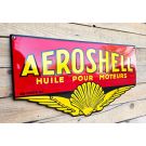 Plaque publicitaire vintage en émail pour l'huile moteur Aeroshell