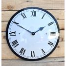 Horloge en émail blanc bord noir romain