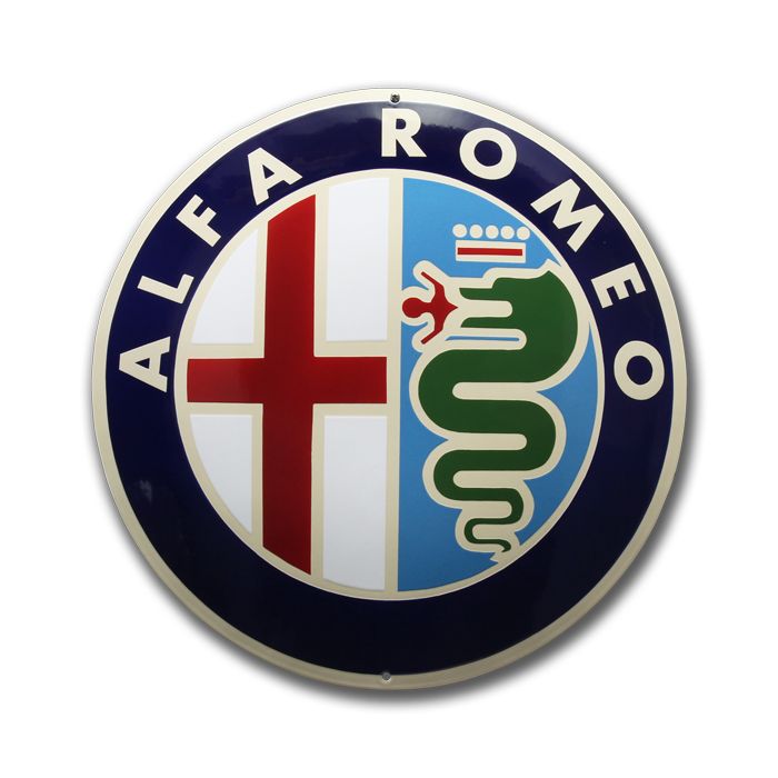 Emaille bord van Alfa Romeo logo, 50cm x 50 cm