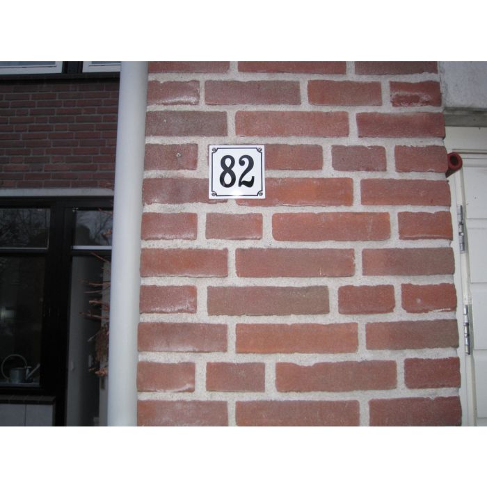 bleu-blanc/noir-blanc Plaque de numéro de maison émaillée 1-49 
