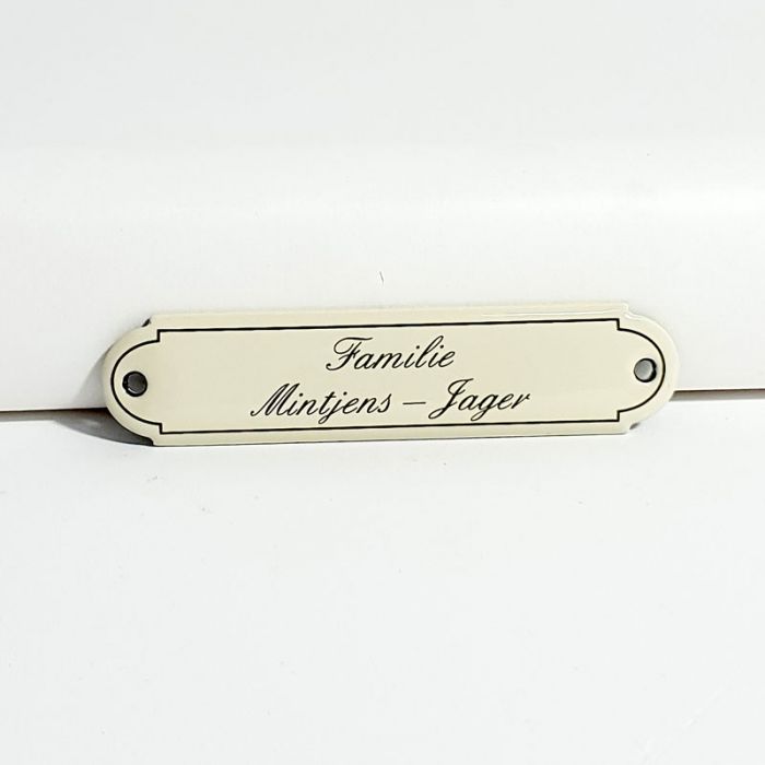 Plaque De Bureau émaillée Classique - Texte Noir Sur Fond Crème - 12x3cm