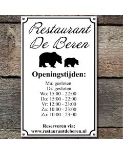 Plaque émaillée professionnelle avec horaires d'ouverture