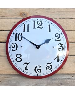 Horloge en émail blanc bord rouge