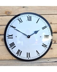 Horloge en émail blanc bord noir romain