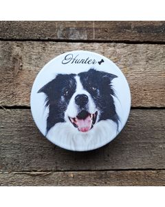 Photo sur pierre tombale, photo ronde personnelle avec texte