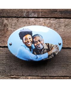 Photo sur plaque émaillée ovale horizontale