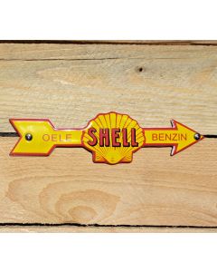 plaque publicitaire Shell en forme de flèche