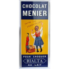 affiche en métal banania et chocolat menier