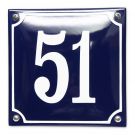Numéro de maison convexe avec cadre (bleu/blanc) 16x16cm