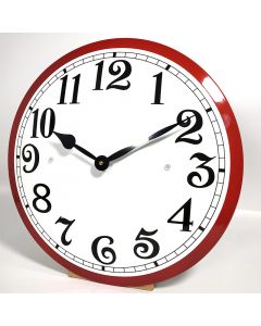 Horloge en émail blanc bord rouge