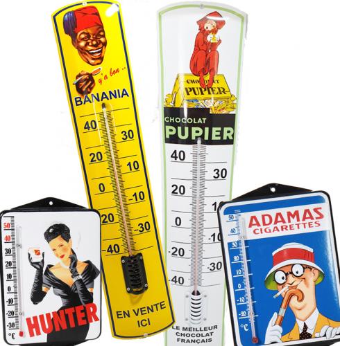 Thermomètres avec publicités nostalgiques